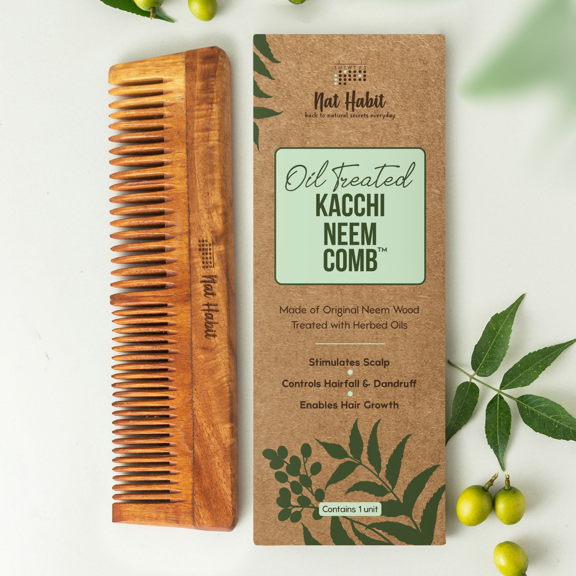 Dual Tooth Kacchi Neem Comb Widget Image