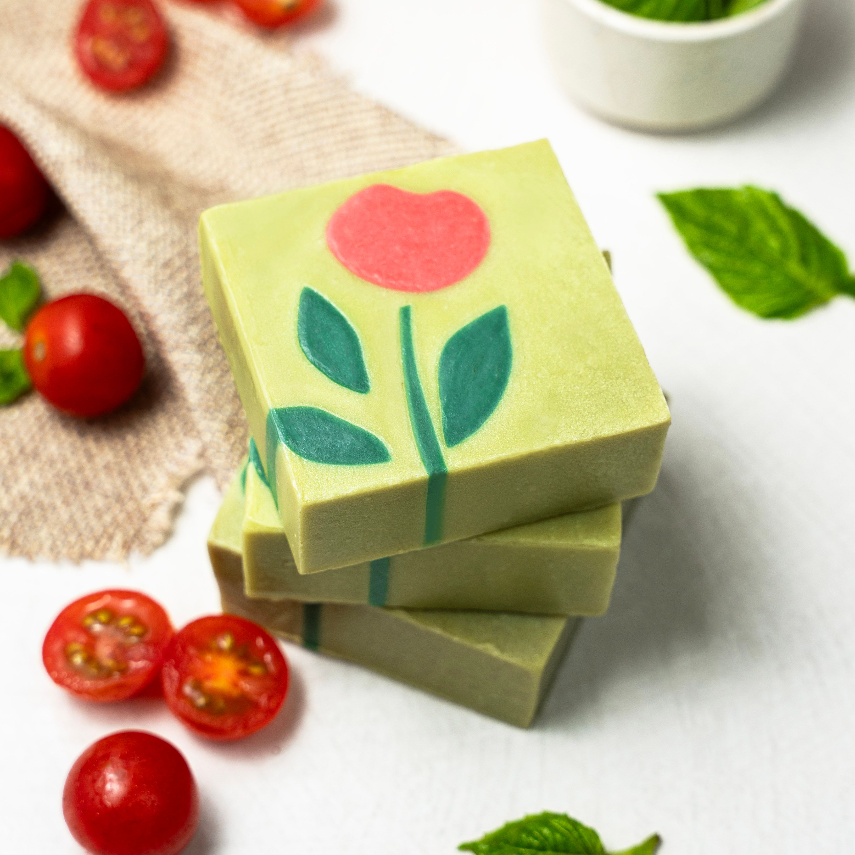 Cold Processed Tomato Basil AHA-BHA Moisturising Soap Widget Image